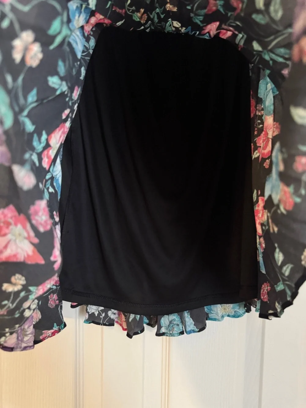 Express Black Skater Skirt with Blue, Pink & Purple Florals - Picture 3 of 4